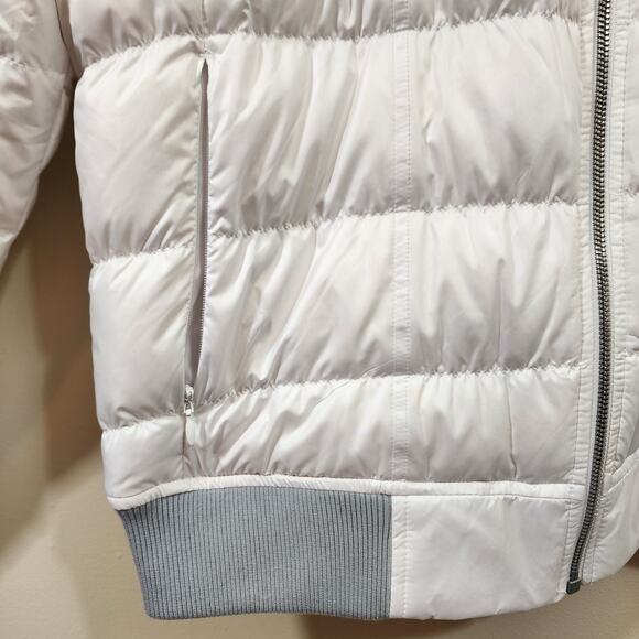 Athleta white with gray trim goose down lightweight puffer jacket womans size XL - Picture 9 of 10